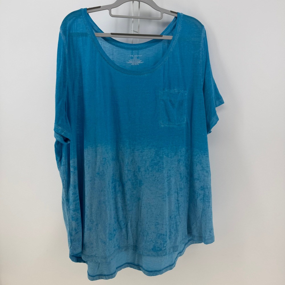 Lane Bryant T-Shirt Womens 22/24 Blue Ombre Burnout Pocket Scoop Neck Tee Casual